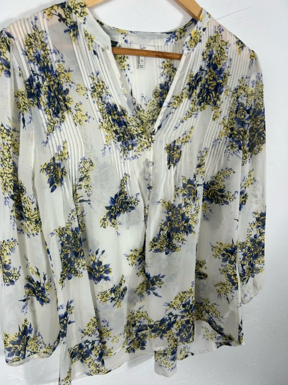 Joie Floral Print Boho V-Neck Silk Blouse Size‎ XS